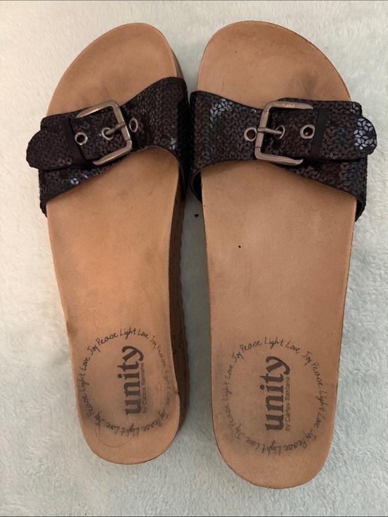 Canon Shoes - Carlos Santana UnitySequin Slide Sandals with Buckle Accent